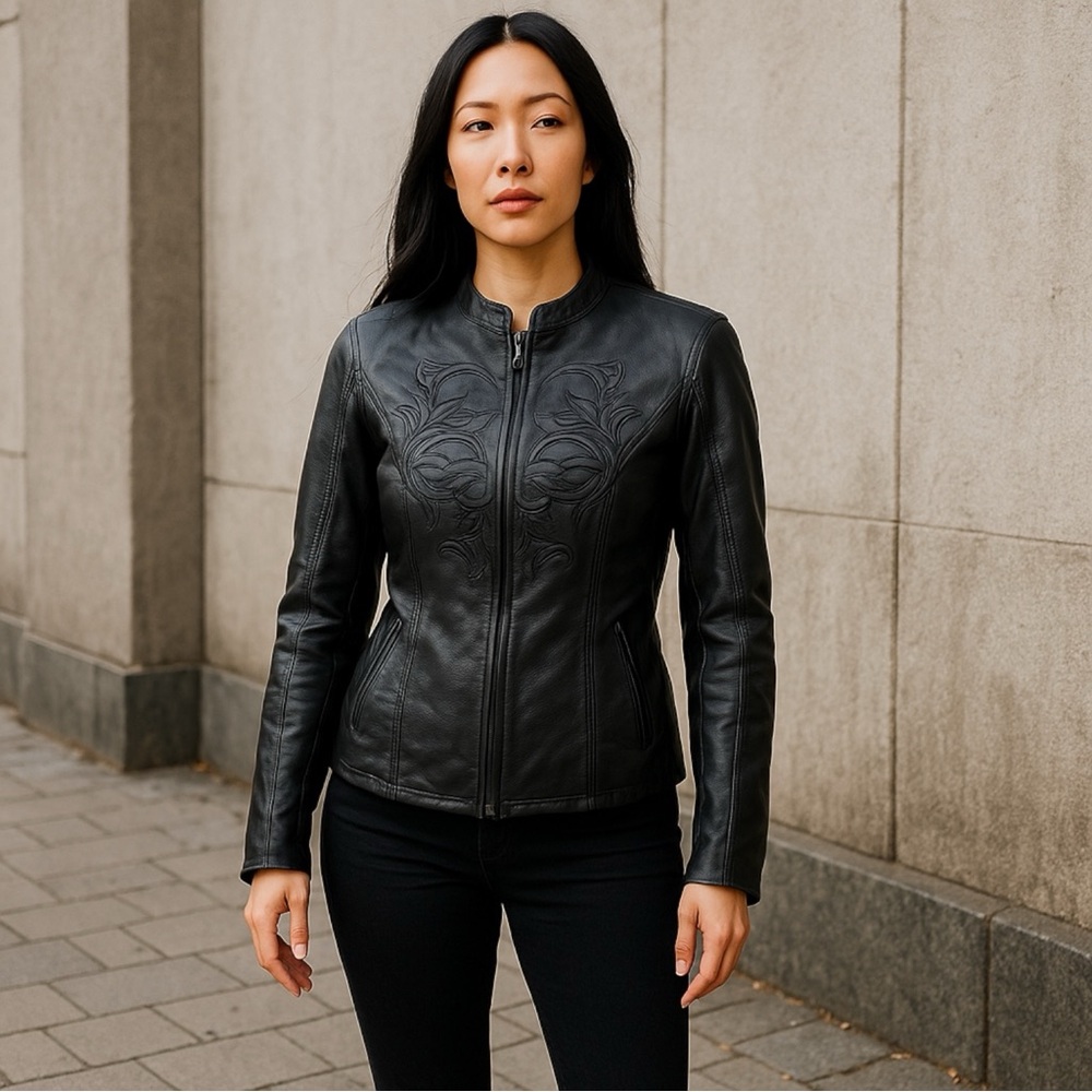 MILWAUKEE LEATHER Women’s BLACK MOTORCYCLE BIKER JACKET | large | NWT